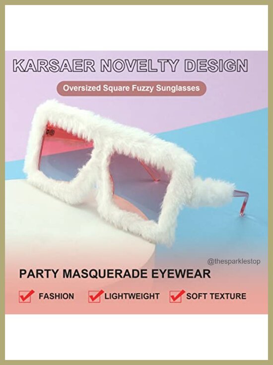 Oversized Square Plush Velvet Sunglasses Retro Punk Party Shades main image 5